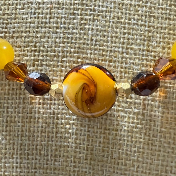 Multi Stone and Art Glass Necklace Citrine, Tigers Eye Crystal and Glass - Picture 2 of 4